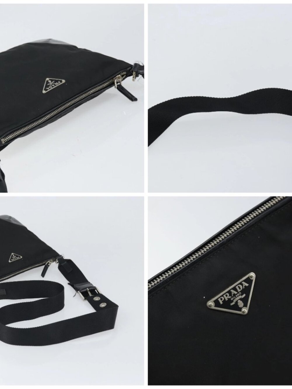 PRADA Shoulder Bag Nylon Leather Black Silver Auth 169453 - Picture 16 of 16